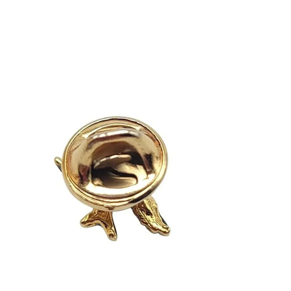 BAB Ballou Clear Glass Rhinestone Green Enamel Bird Gold Tone Tie Tack Vintage - Picture 3 of 4